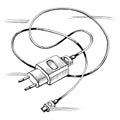 Vector sketch charger usb device cable Royalty Free Stock Photo