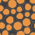 Vector sketch child round seamless orange fruit pattern