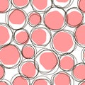 Vector sketch child round seamless pink pattern