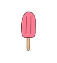Vector sketch colored pink fruit ice cream Royalty Free Stock Photo