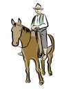 Vector Sketch Cowboys with Brown Horse