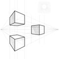 vector Sketch of a cube in perspective Royalty Free Stock Photo
