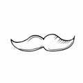 Vector of sketch doodle, mustache icon on isolated background Royalty Free Stock Photo