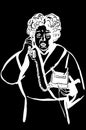 Vector sketch of an elderly woman talking on the phone
