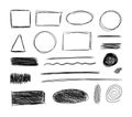 Vector sketch elements, hand drawn black doodles isolated on white background