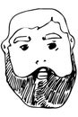 Vector sketch of the face of an adult male with a beard