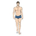 Vector Sketch Fashion Male Model in Underwear