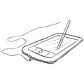 Vector Sketch Graphic Tablet with Stilus Pen Royalty Free Stock Photo