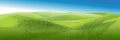 Vector sketch Green grass field on small hills. Meadow, alkali, lye, grassland, pommel, lea, pasturage, farm. Rural Royalty Free Stock Photo