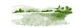 Vector sketch Green grass field on small hills. Meadow, alkali, lye, grassland, pommel, lea, pasturage, farm. Rural
