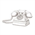 Vector sketch hand drawing antique telephone