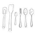 Vector sketch hand drawn of kitchen utensils Royalty Free Stock Photo