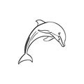 Vector sketch hand drawn silhouette of a dolphin, doodle art Royalty Free Stock Photo