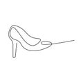 Vector sketch high heel drawn continuous single line art illustration shoe use for logo poster and background and minimal