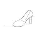 Vector sketch high heel drawn continuous single line art illustration shoe use for logo poster and background and minimal