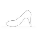 Vector sketch high heel drawn continuous single line art illustration shoe use for logo poster and background and minimal