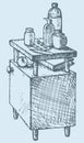 Vector sketch of hospital bedside of medicine