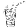 Vector Sketch Illustration - Glass of Mojito Royalty Free Stock Photo