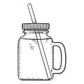 Vector Sketch Illustration - Jar with Soda