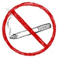 Vector sketch illustration - no smoking sign Royalty Free Stock Photo