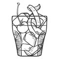 Vector Sketch Illustration - Old Fashioned Cocktail