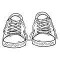 Vector Sketch Illustration - Pair of Casual Gumshoes. Front View