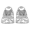 Vector Sketch Illustration - Pair of Running Shoes. Front View