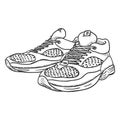 Vector Sketch Illustration - Pair of Running Shoes Royalty Free Stock Photo