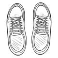 Vector Sketch Illustration - Pair of Skaters Shoes. Top View Royalty Free Stock Photo