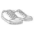 Vector Sketch Illustration - Pair of Skaters Shoes Royalty Free Stock Photo