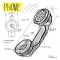 Vector sketch illustration - telephone handset Royalty Free Stock Photo