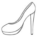 Vector Sketch Illustration - Women High Heel Shoes. Side View