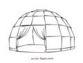 Vector sketch of individual spherical domed house