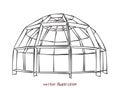 Vector sketch of individual spherical domed house