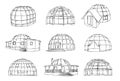 Vector sketch of individual spherical domed house