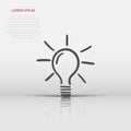 Vector sketch light bulb icon in flat style. Hand drawn idea doodle sign illustration pictogram. Bulb business concept Royalty Free Stock Photo