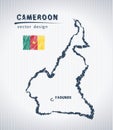 Cameroon national vector drawing map on white background