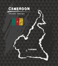 Cameroon map, vector pen drawing on black background