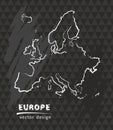 Europe, map, vector drawing on blackboard