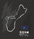 Guam map, vector pen drawing on black background