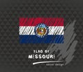 Missouri flag, vector sketch hand drawn illustration on dark grunge background