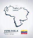 Venezuela national vector drawing map on white background