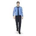 Vector Sketch Men Model in Shirt and Tie. Business dress code Royalty Free Stock Photo