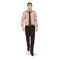 Vector Sketch Men Model in Shirt and Tie. Business dress code Royalty Free Stock Photo