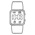 Vector Sketch Modern Digital Wrist Watch