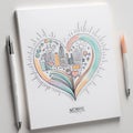 vector sketch of a notebook with heart and pencil.vector pencil. Royalty Free Stock Photo