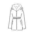 Vector Sketch Parka Jacket. Winter Outerwear. warm jacket, vector sketch illustration