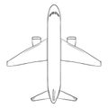 Vector Sketch Passenger Airplane. Commercial Aviation Aircraft.