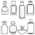 Vector Sketch Perfume Bottles Royalty Free Stock Photo