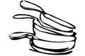 Vector sketch of a pile of unwashed pans